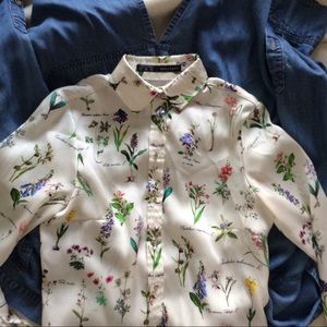 Zara Botanical Garden Shirt Top Sz XS